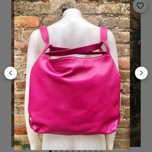 Vera Pelle Genuine Leather‎ Pink Soft Shoulder Bag/Backpack Made in Italy